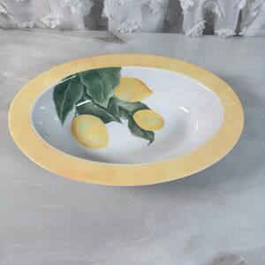 Fitz and Floyd Guild Lemons Oval Ceramic Serving Bowl Kim Morgan Veggies Sides